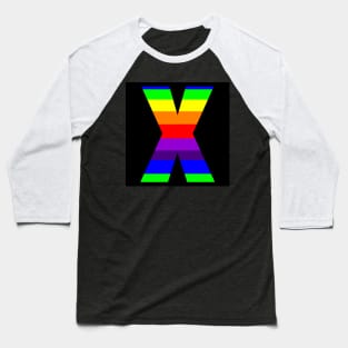 The Letter X in Rainbow Stripes Baseball T-Shirt